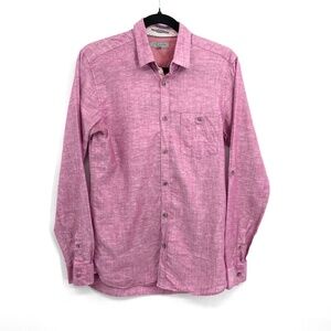 TED BAKER London Men's Pink Heather Linen Blend Button Up Collared Shirt Size 2